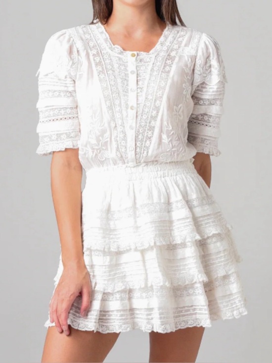 LoveShackFancy Dresses & Skirts - Loveshackfancy Quincy Dress White Ruffle Lace Mini Size Small